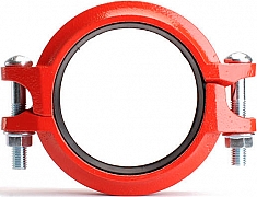 Муфта грувлок жесткая со скошенными полукольцами Lede GKS-34 вид сверху Муфта грувлок жесткая со скошенными полукольцами Lede GKS-34 вид сверху