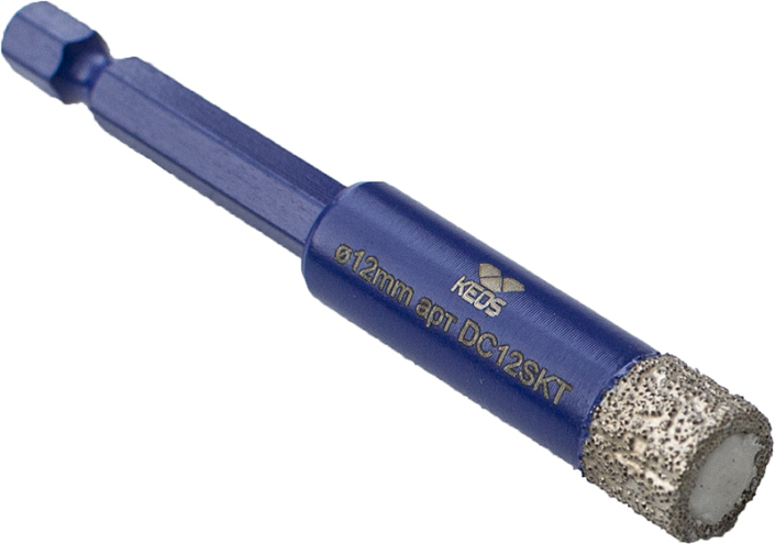Коронка алмазная по керамограниту Keos Professional Vacuum Brazed 1/4" HEX 12 мм Коронка алмазная по керамограниту Keos Professional Vacuum Brazed 1/4" HEX 12 мм